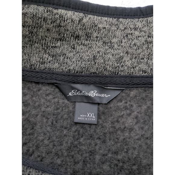 Mens Eddie Bauer Radiator Fleece Snap Mock Pullover Sweater XXL 2XL Gray Heather - Picture 8 of 11